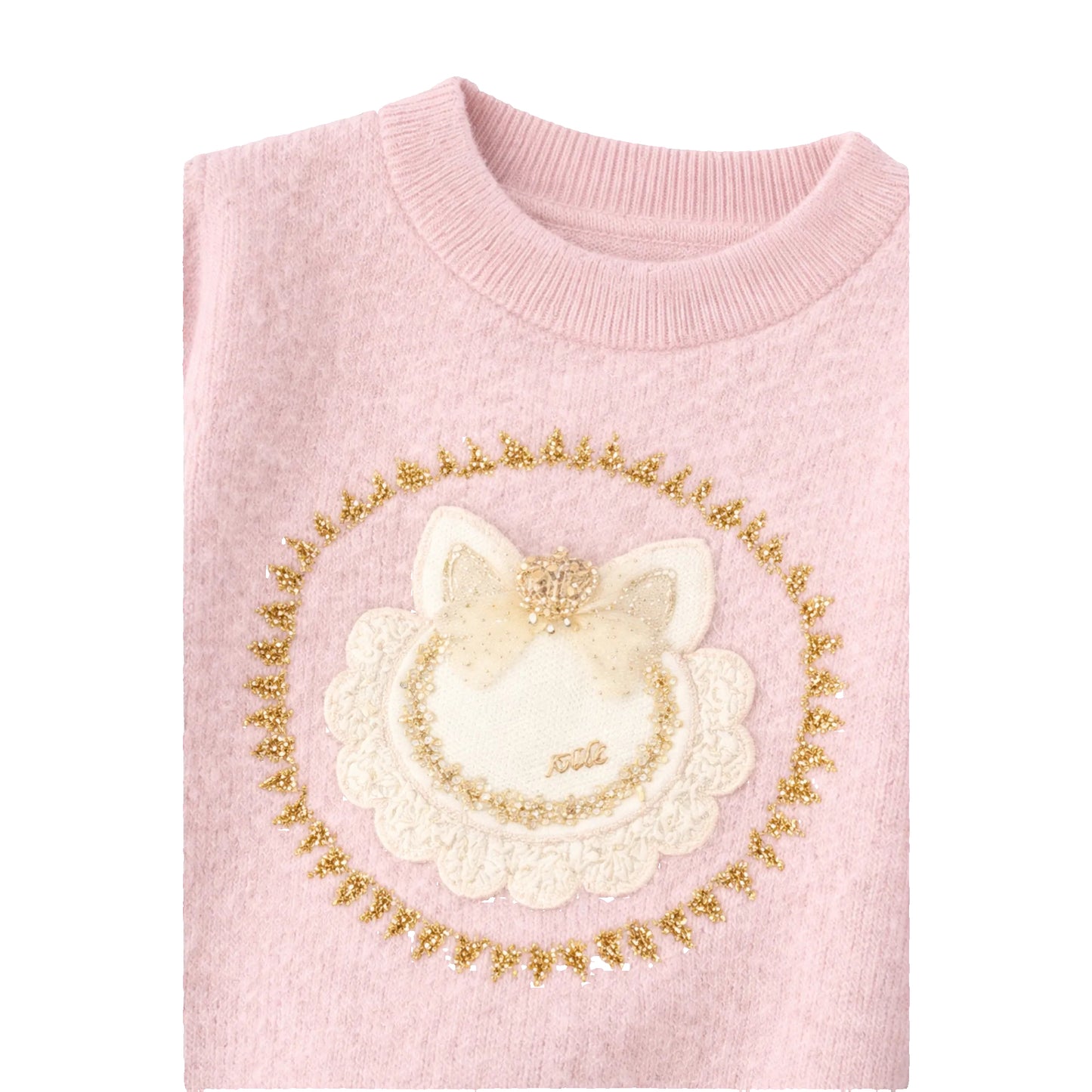 Blush Pink Embroidered Knit Sweater