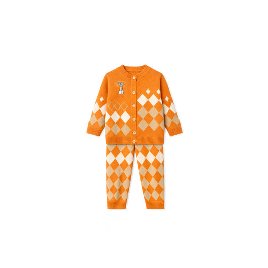Knitted Co-Ord Set with Diamond Pattern