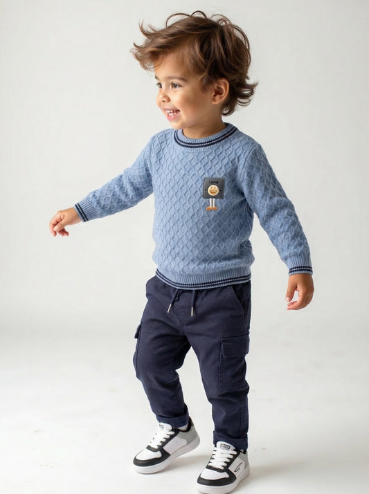 Textured Knit Sweater & Cargo Trousers