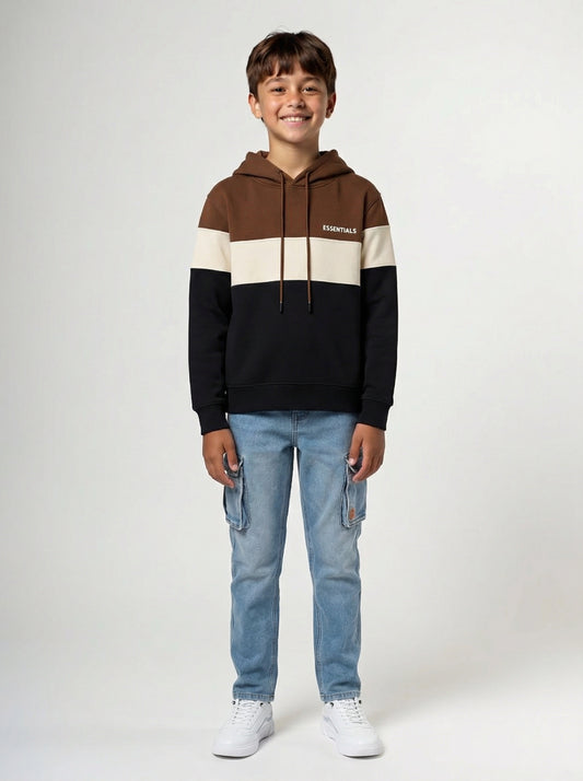 Colour Block Hoodie with Logo Detail