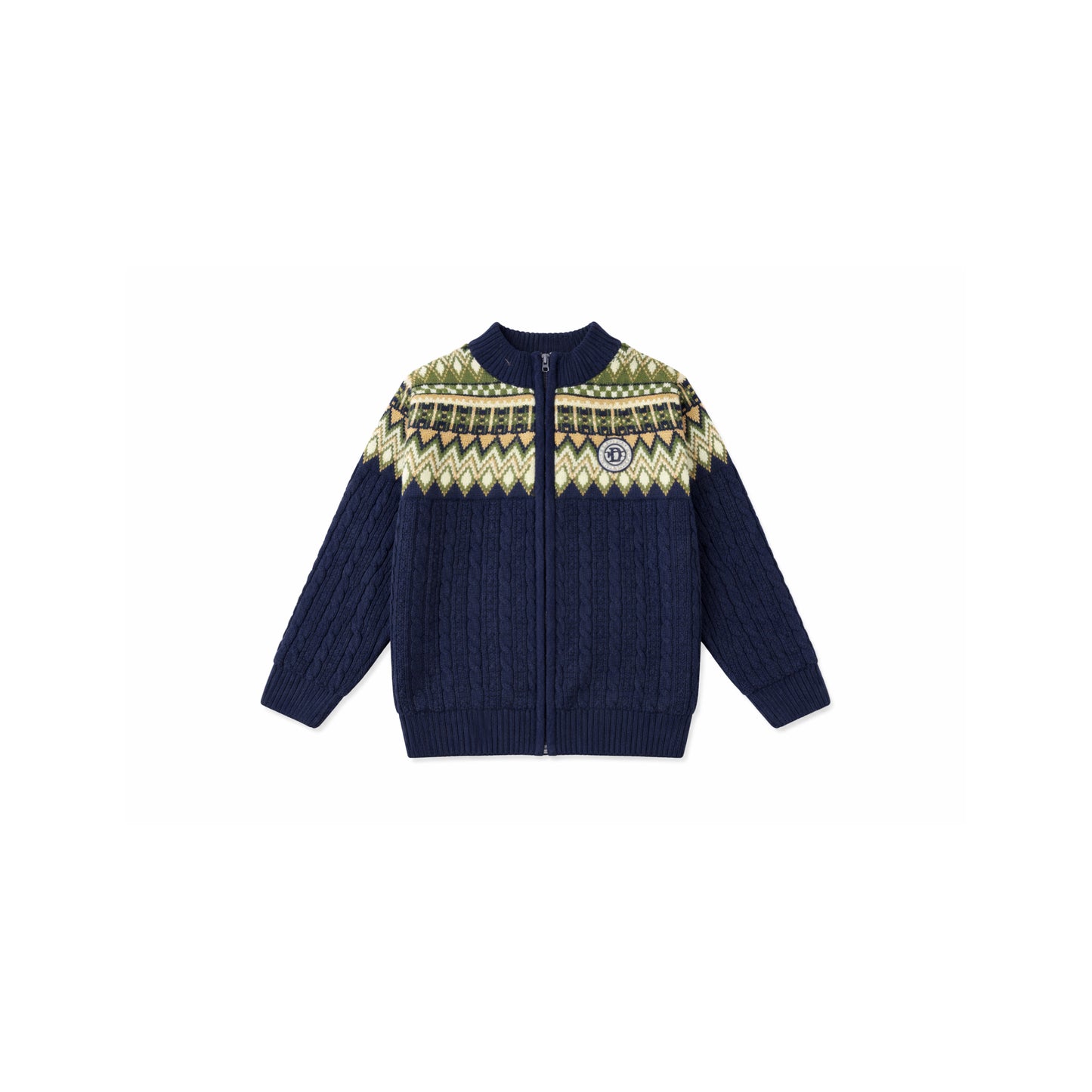 Jacquard Knit Cardigan with Zip Fastening