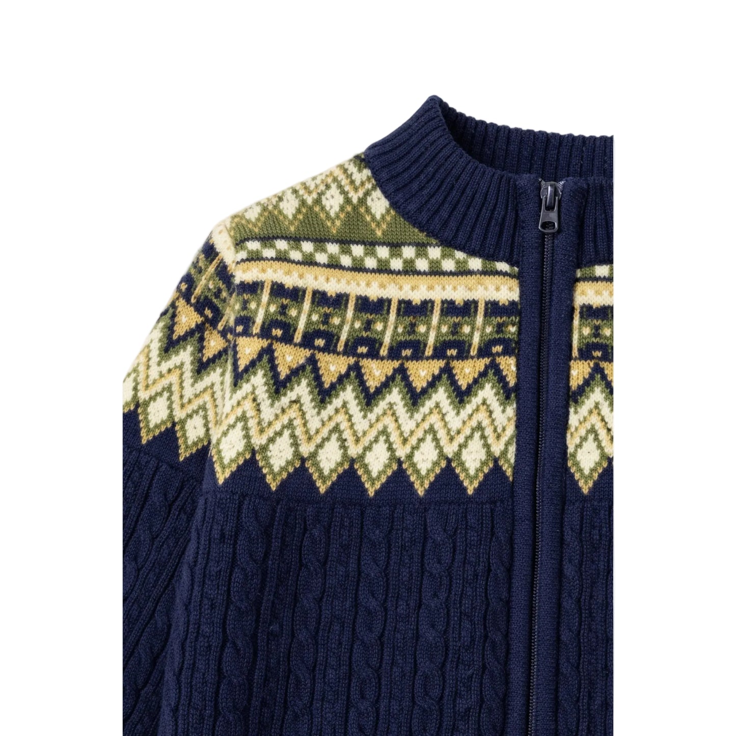 Jacquard Knit Cardigan with Zip Fastening