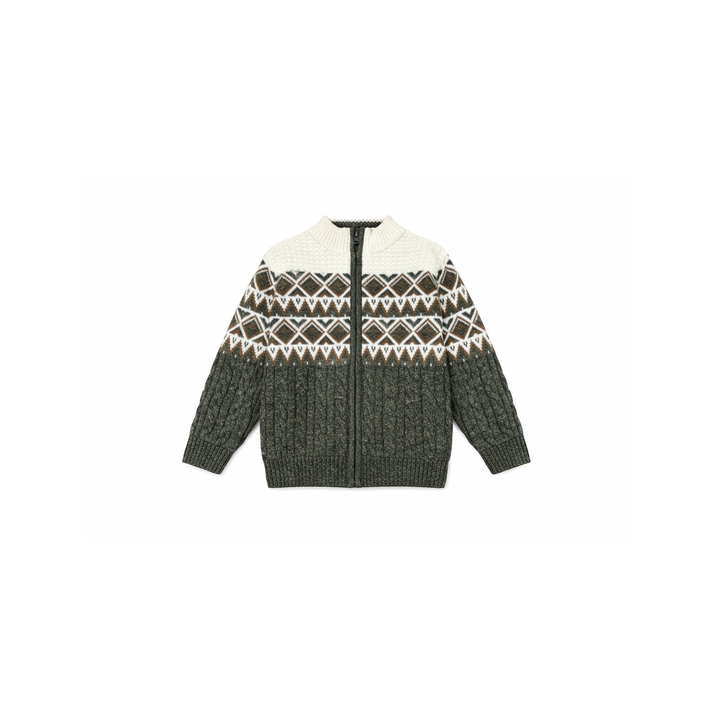 Patterned Knit Jacket with Front Zip