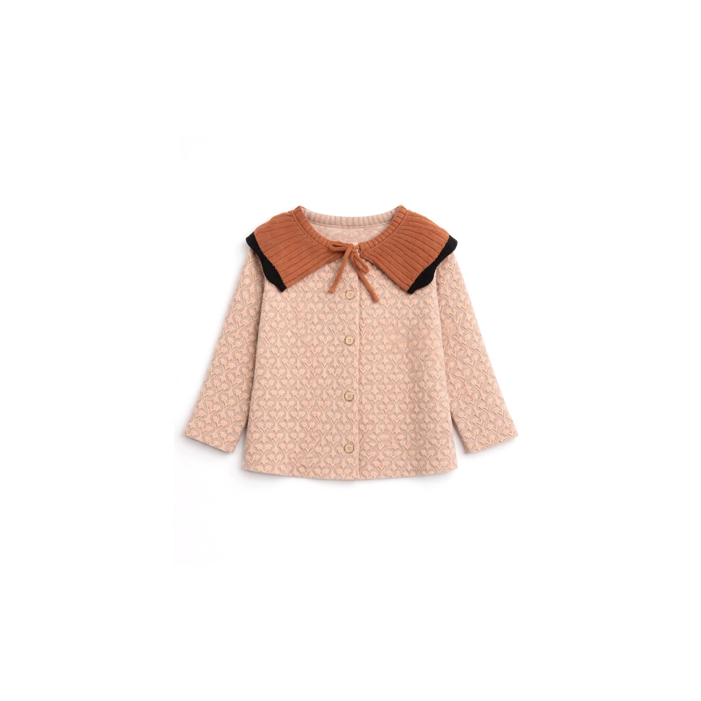 Textured Knit Top with Contrast Collar Detail