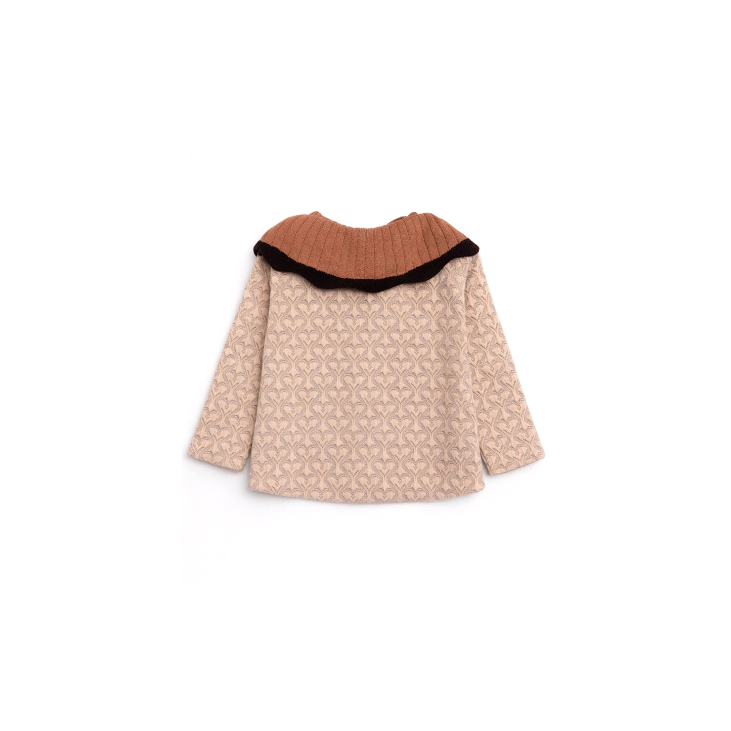 Textured Knit Top with Contrast Collar Detail