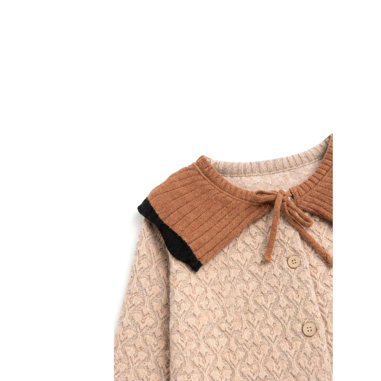 Textured Knit Top with Contrast Collar Detail