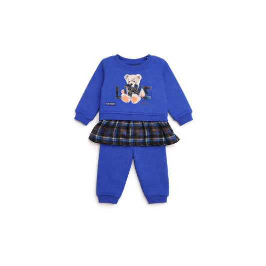 Graphic Top & Trousers Set with Check Detail
