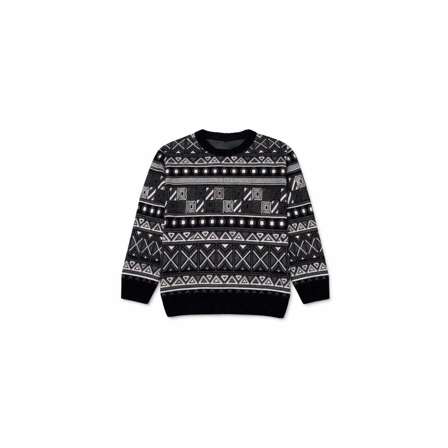 Jacquard Knit Sweater with Geometric Pattern