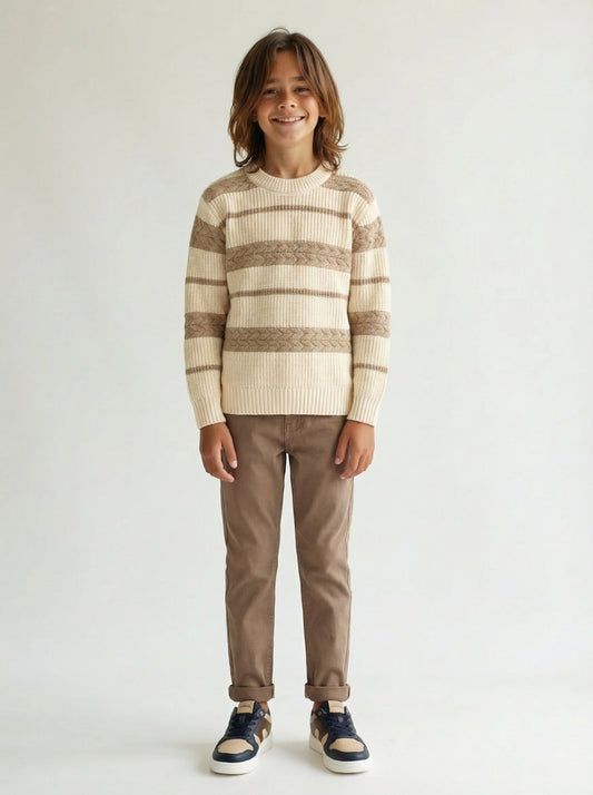 Striped Cable Knit Jumper