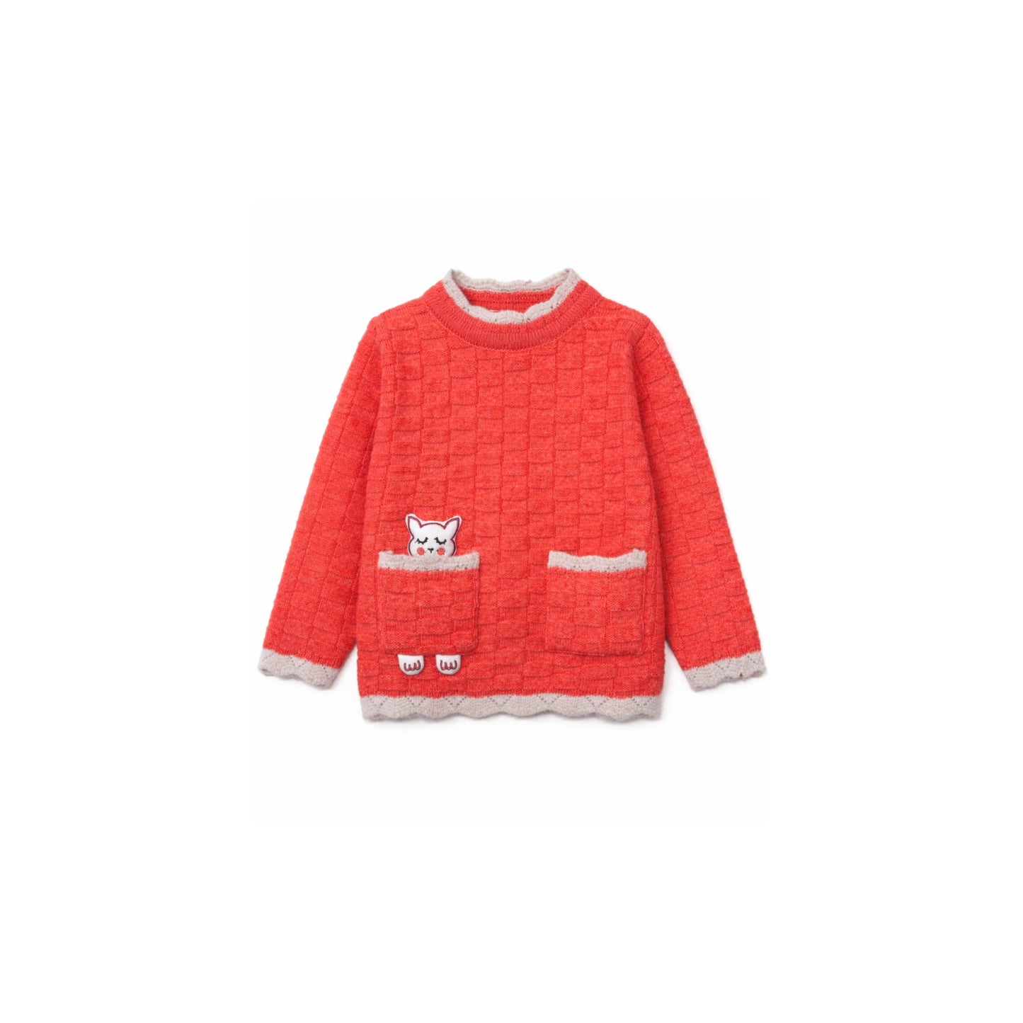 Textured Knit Sweater with Pocket Detail
