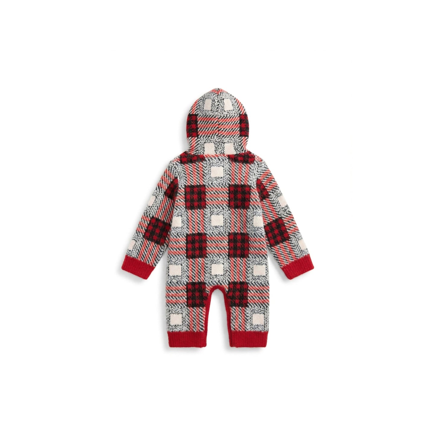 Check Knit Hooded Romper