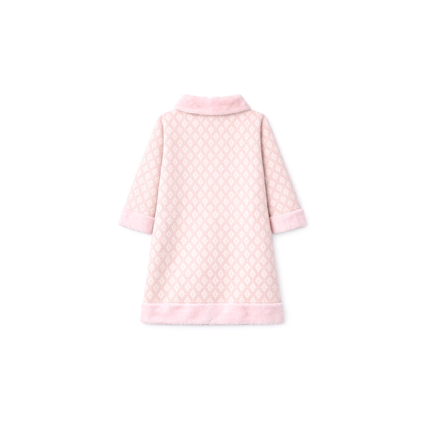 Jacquard Sweater Dress with Faux Fur Trim