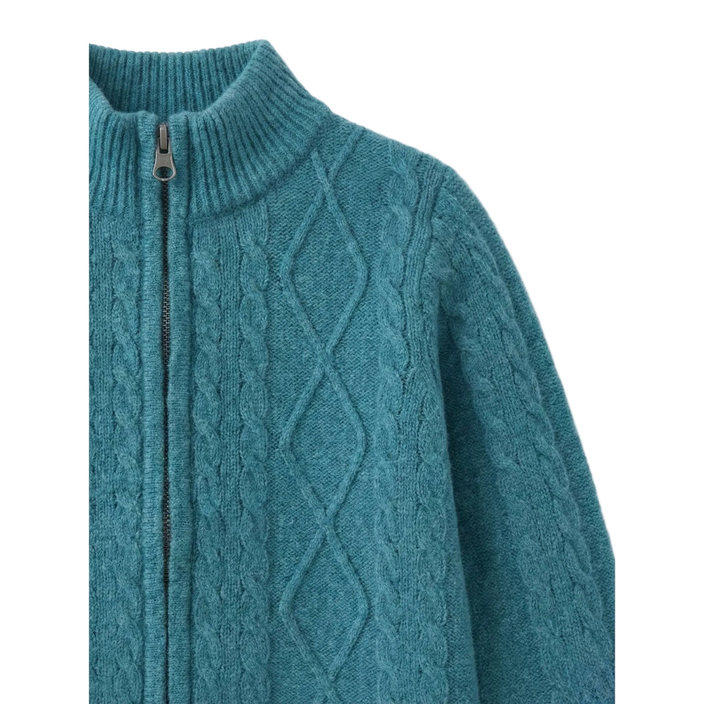 Cable Knit Zip-Up Cardigan