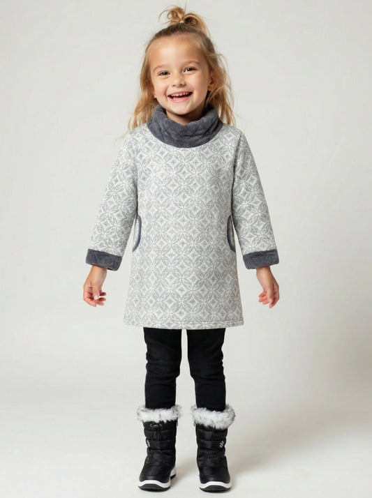 Printed Knit Dress with Soft Collar