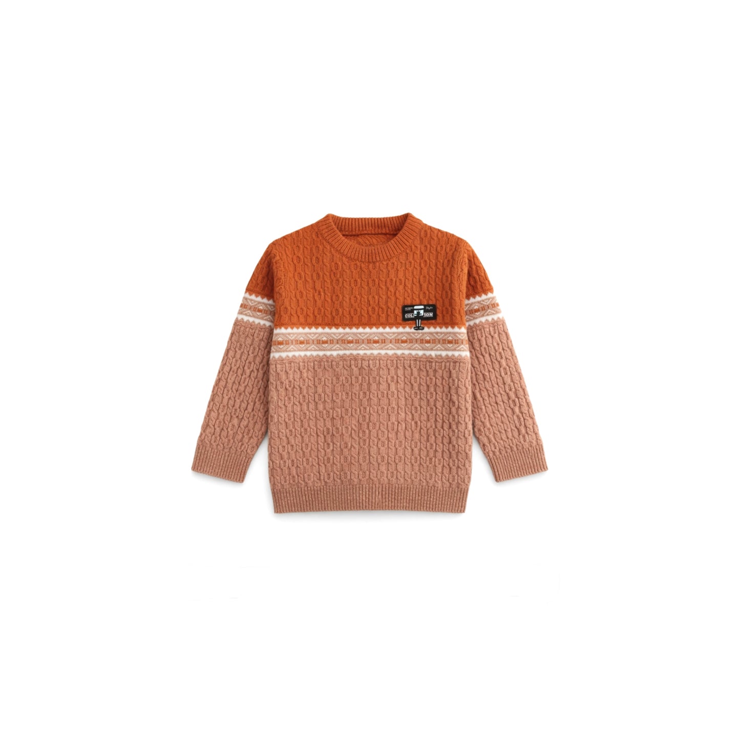 Panelled Knit Sweater with Contrast Bands