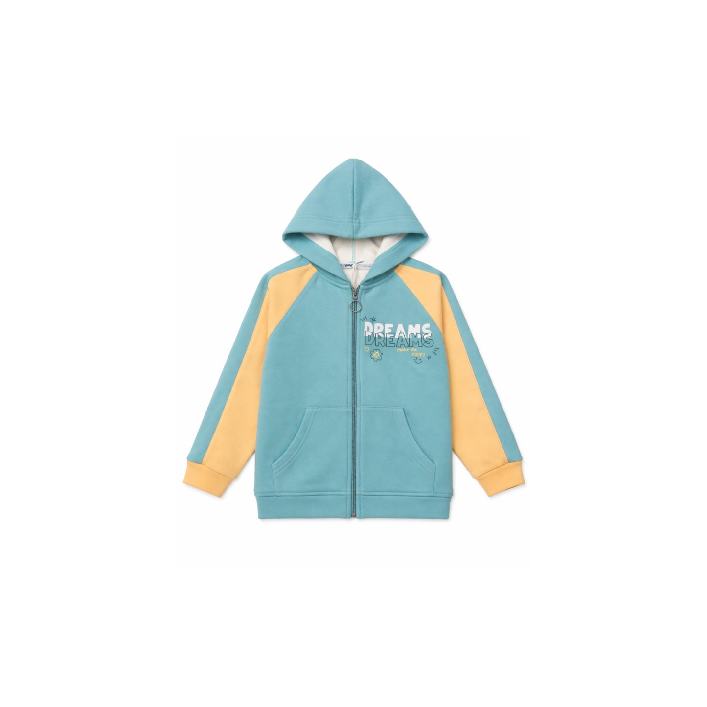 Colour Panel Zip Hoodie with Graphic Detail