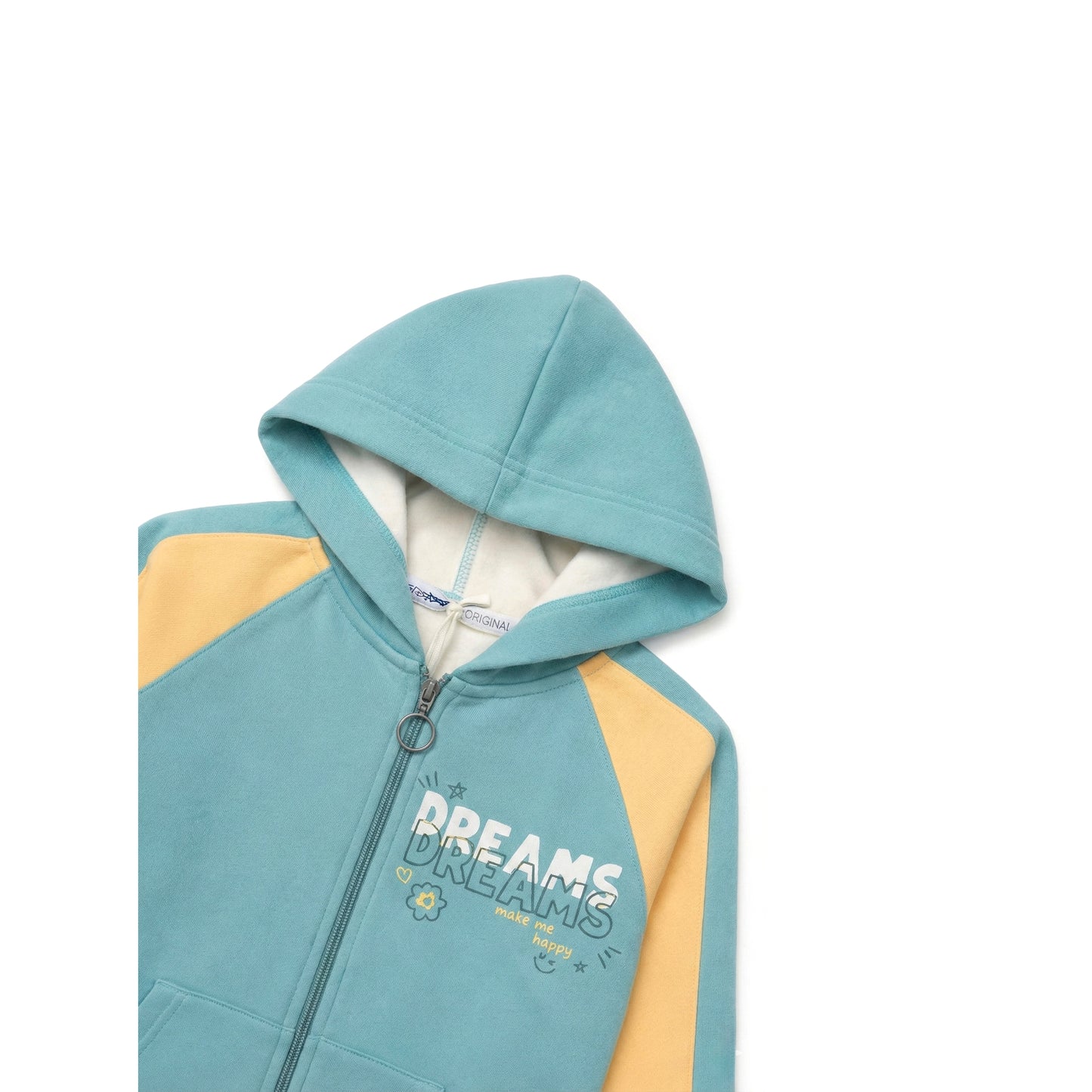 Colour Panel Zip Hoodie with Graphic Detail