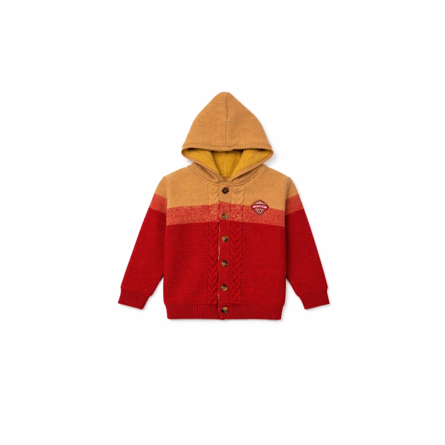Hooded Knit Cardigan with Colour Gradient