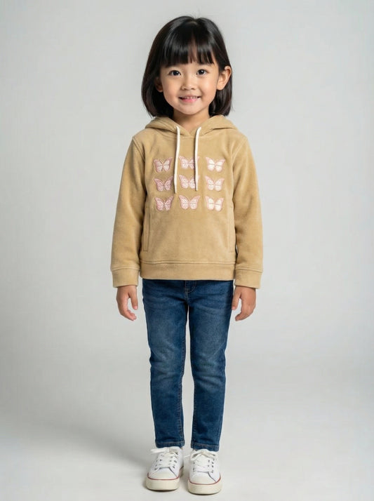 Velour Hoodie with Embellished Motif