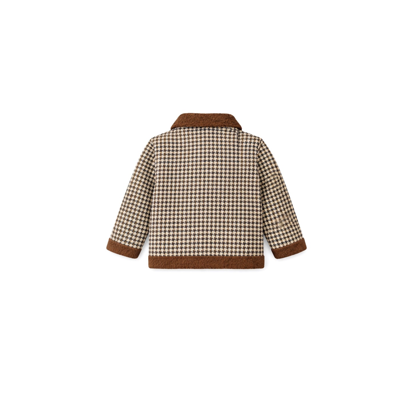 Houndstooth Jacket with Textured Shearling Accents